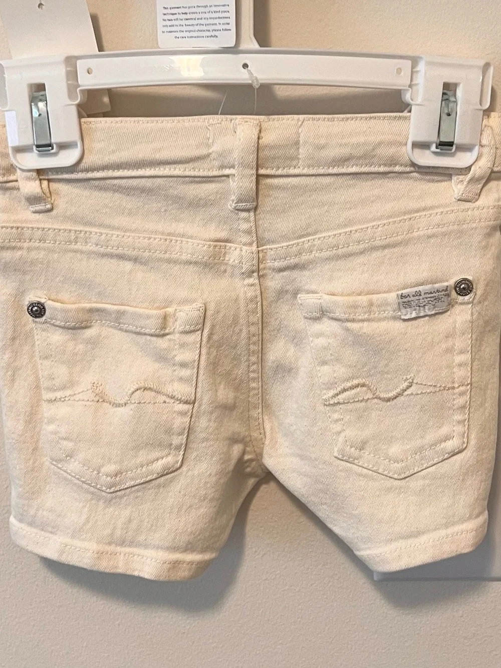 7 For All Mankind Dark Blue Denim Baby Dress with Cream Shorts Size 4 NWT